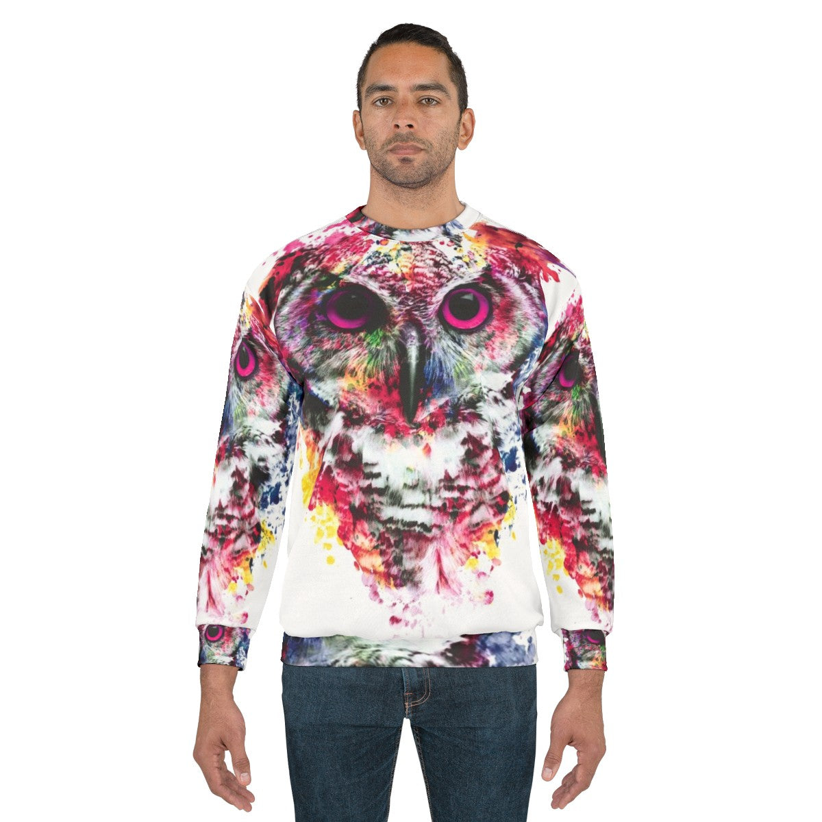 Colorful abstract owl sweatshirt - men