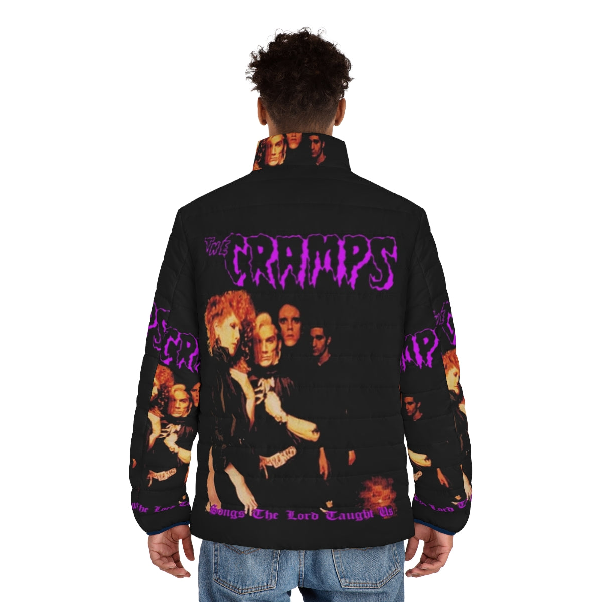 The Cramps Retro Puffer Jacket - Vintage 80s Punk Rock Band Merchandise - men back