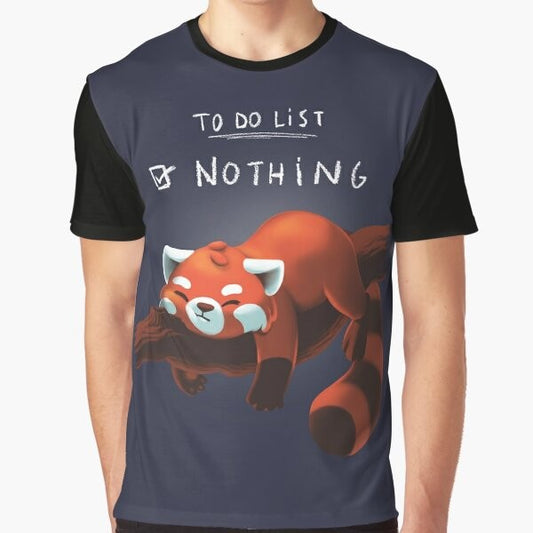 Cute and fluffy red panda graphic t-shirt with a "to-do list: nothing" design.