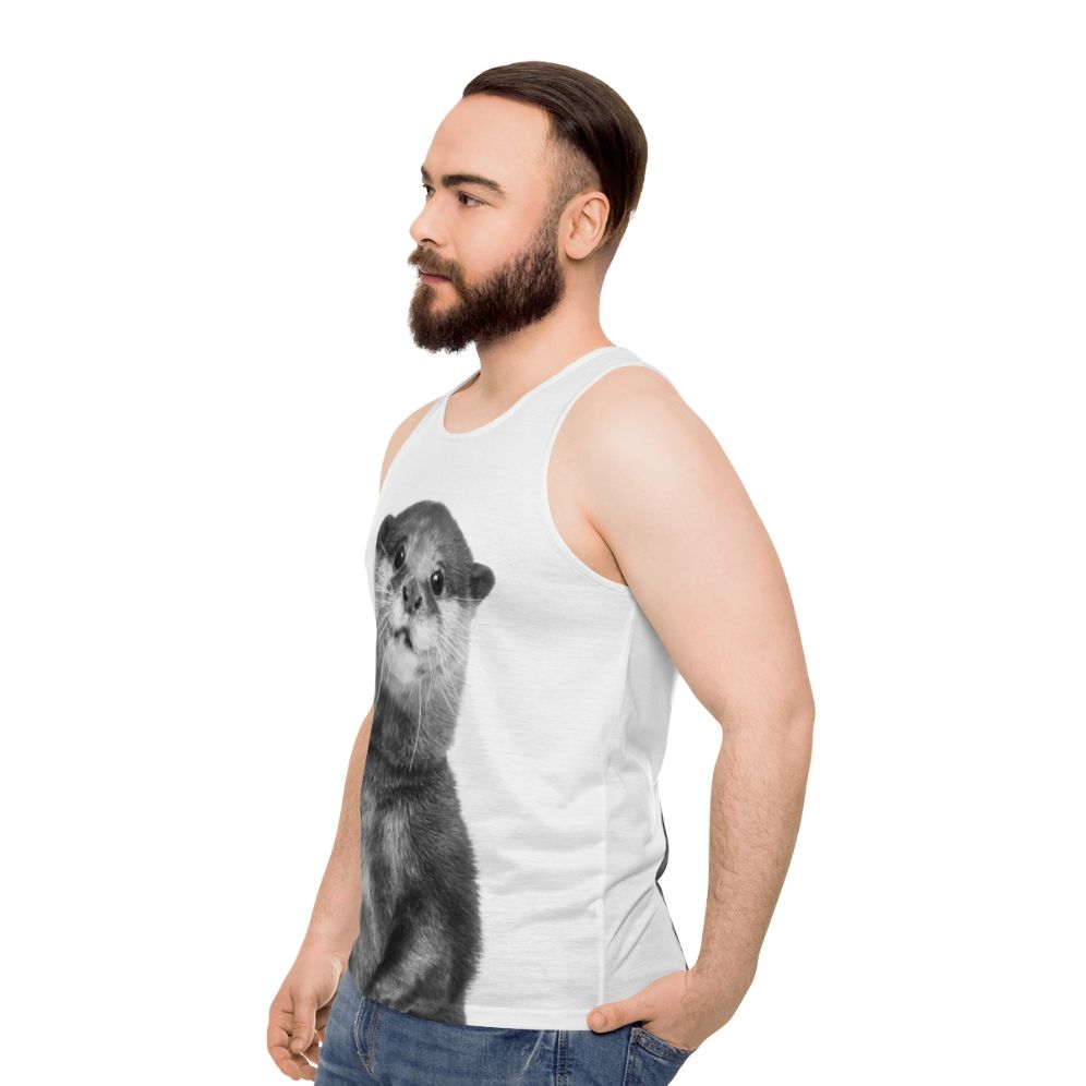 Otter animal portrait graphic on unisex tank top - men side