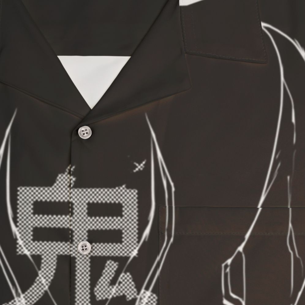 Oni Hawaiian Shirt 2 - Cyberpunk Minimalist Japanese Fashion - Detail