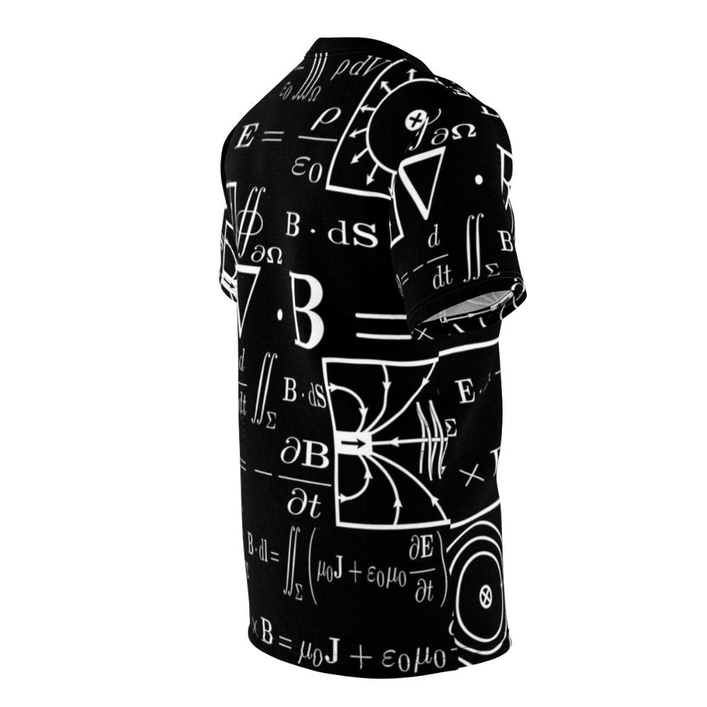 Maxwell's Equations science t-shirt featuring mathematical and physics icons - men right