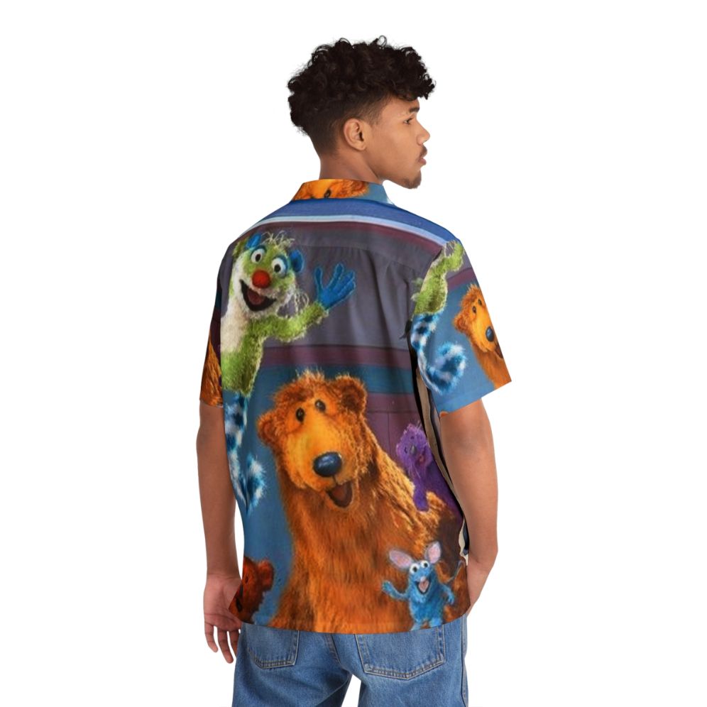 Retro Bear In The Big Blue House Kids Hawaiian Shirt - People Back