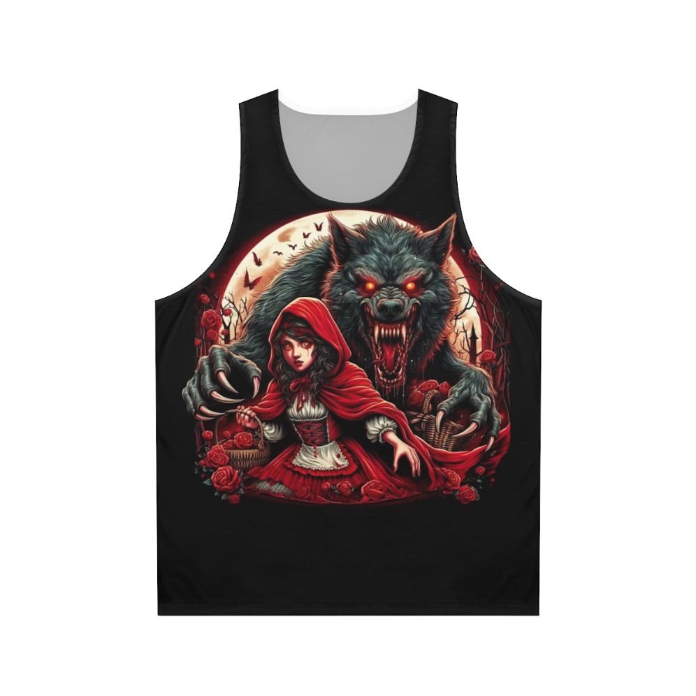 Red Riding Hood and wolf fantasy unisex tank top