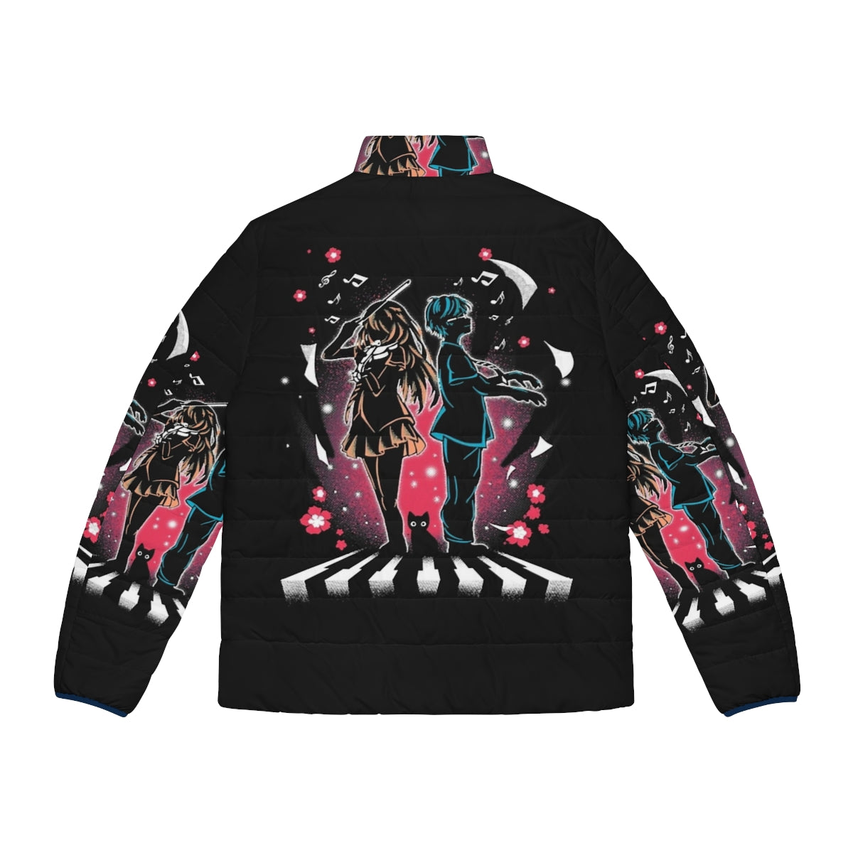 "Lie In April" Puffer Jacket with Anime Inspired Design - Back