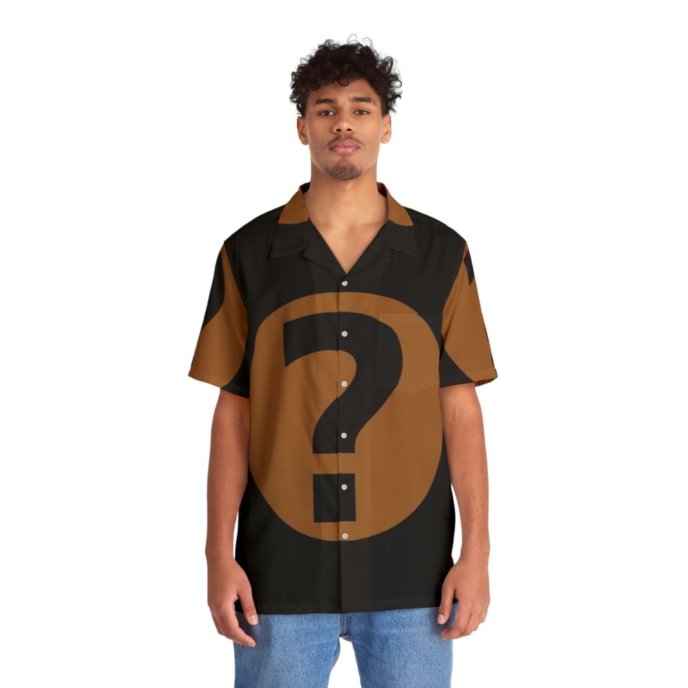 Black Hawaiian Shirt with Podquiz Logo - People Front