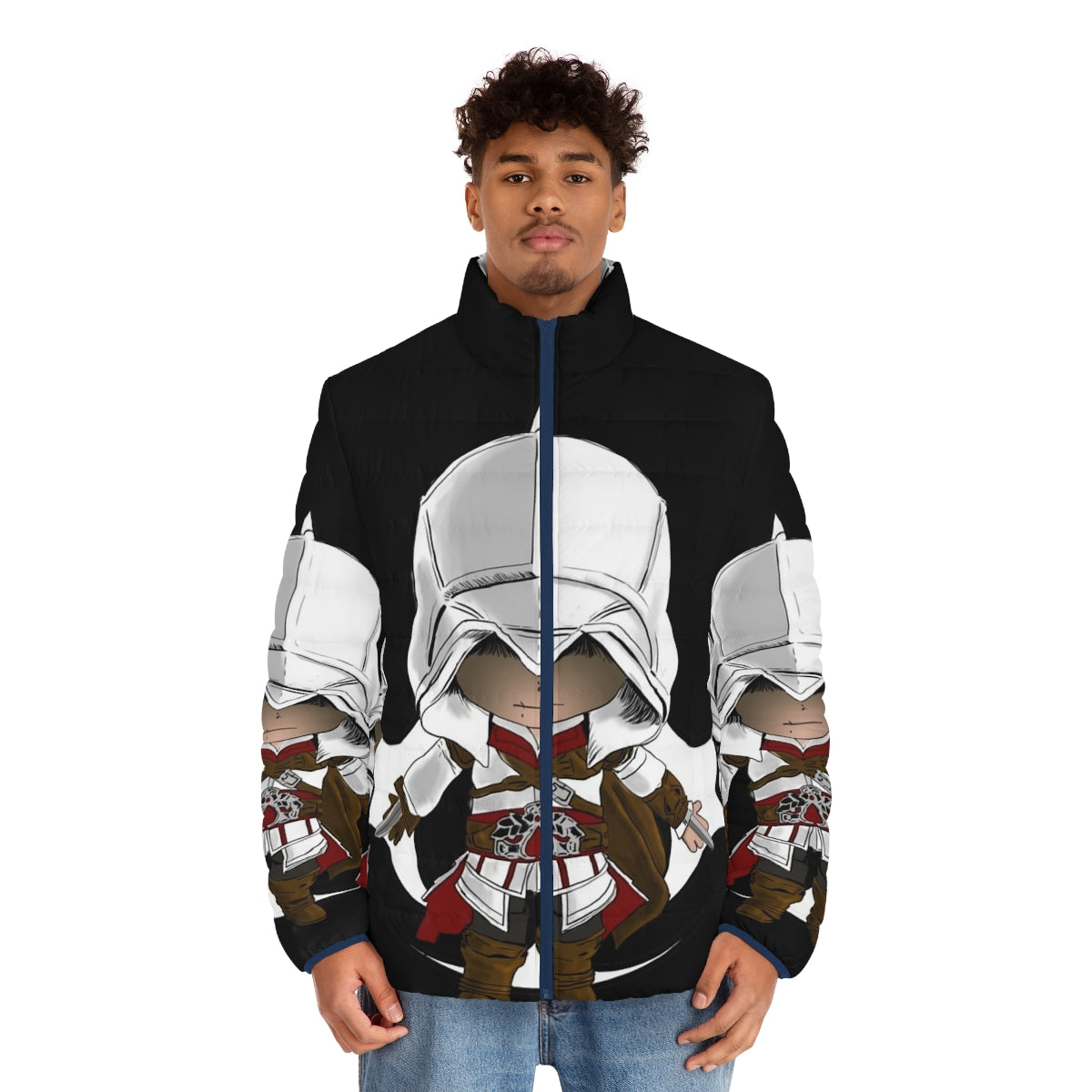 Assassin's Creed Ezio Auditore Puffer Jacket featuring the iconic character design - men front