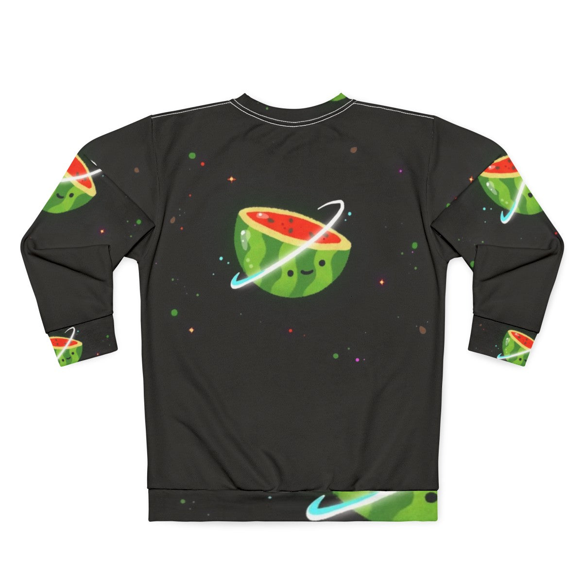 Spacemelon Sweatshirt - Kawaii Watermelon Character in Space Themed Design - Back