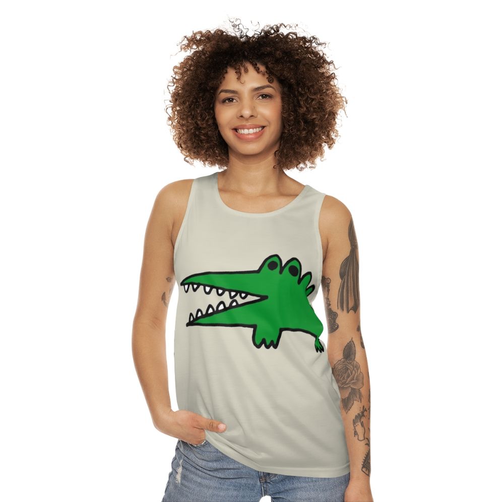 Vintage alligator tank top with a big challenges design - women