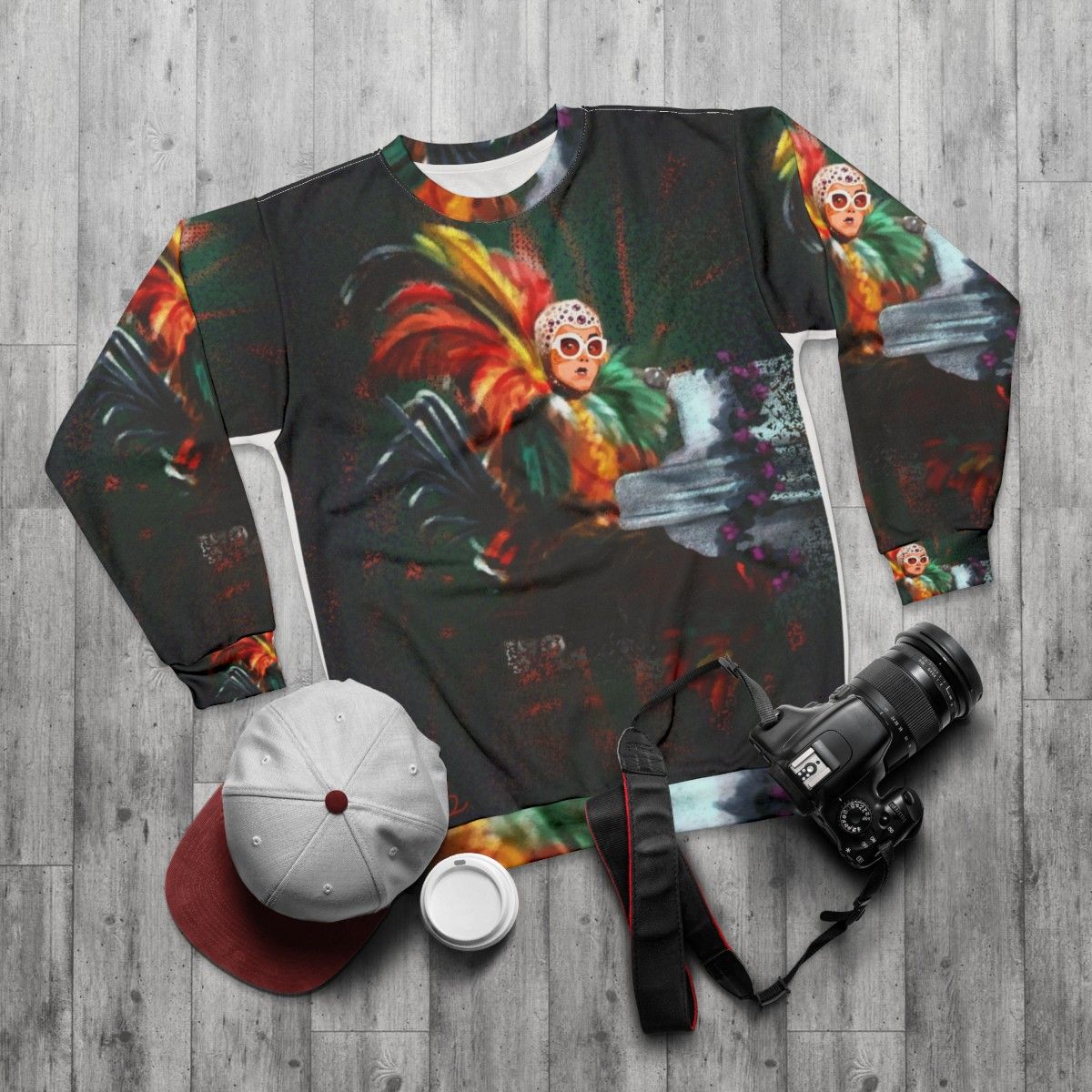 Elton John 70s Glam Rock Sweatshirt - flat lay