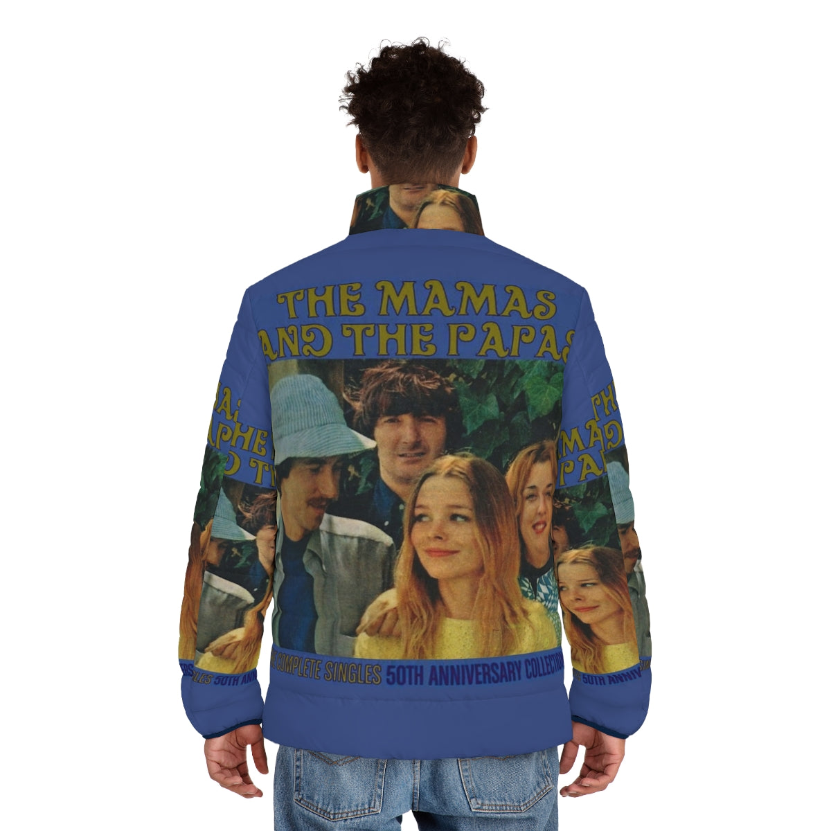 Vintage-inspired Mamas and Papas blue puffer jacket - men back