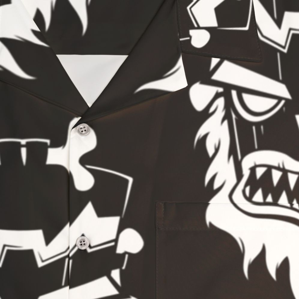 Crash Bandicoot Hawaiian shirt with tiki and evil villain graphics - Detail