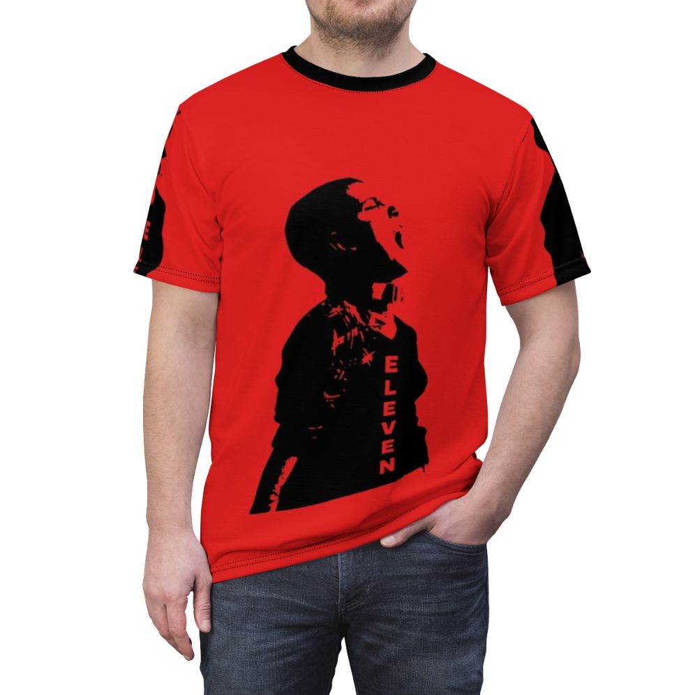 Stranger Things Eleven AOP T-Shirt with Iconic Character Design - men front