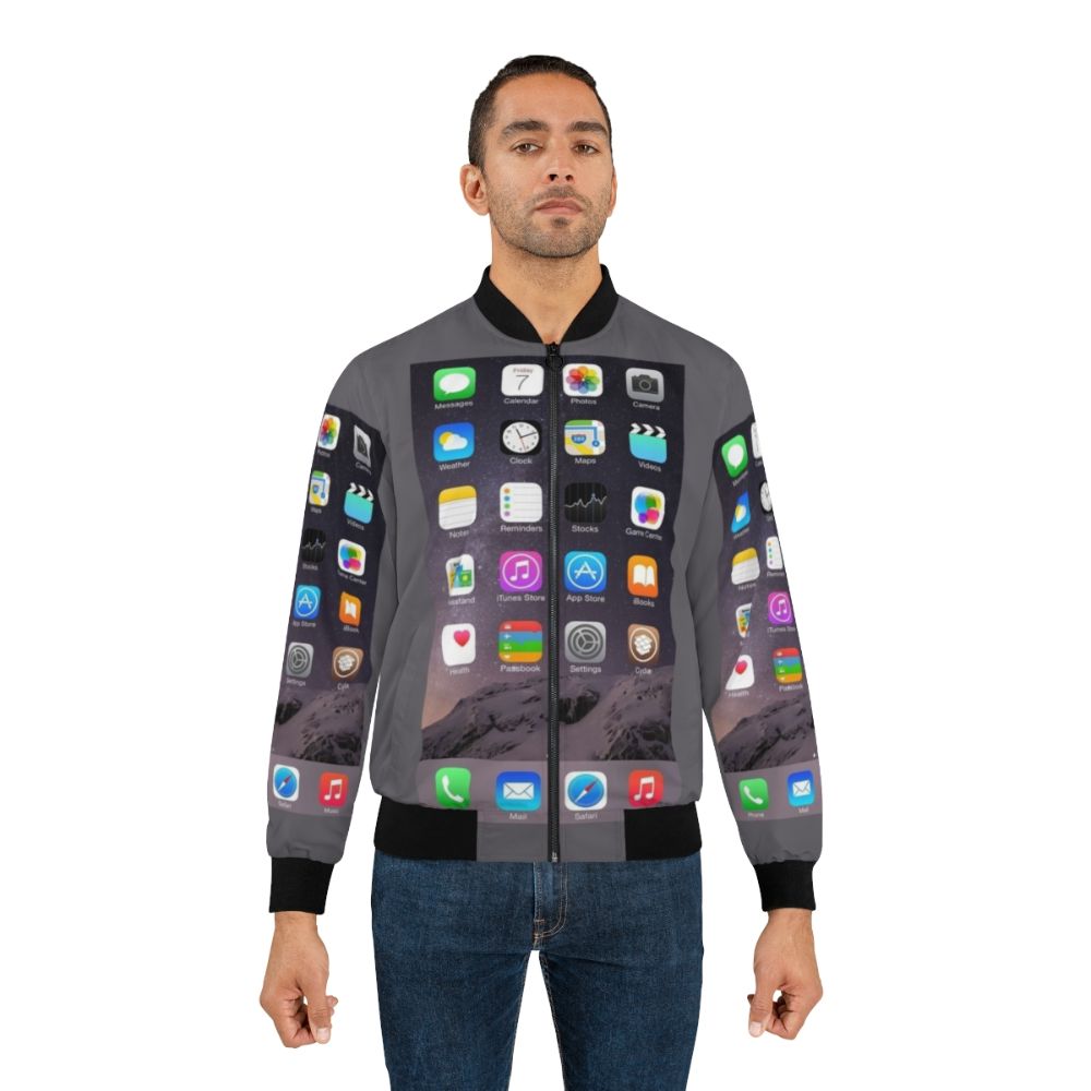 iPhone Homescreen Bomber Jacket - Fashionable and tech-inspired outerwear - Lifestyle