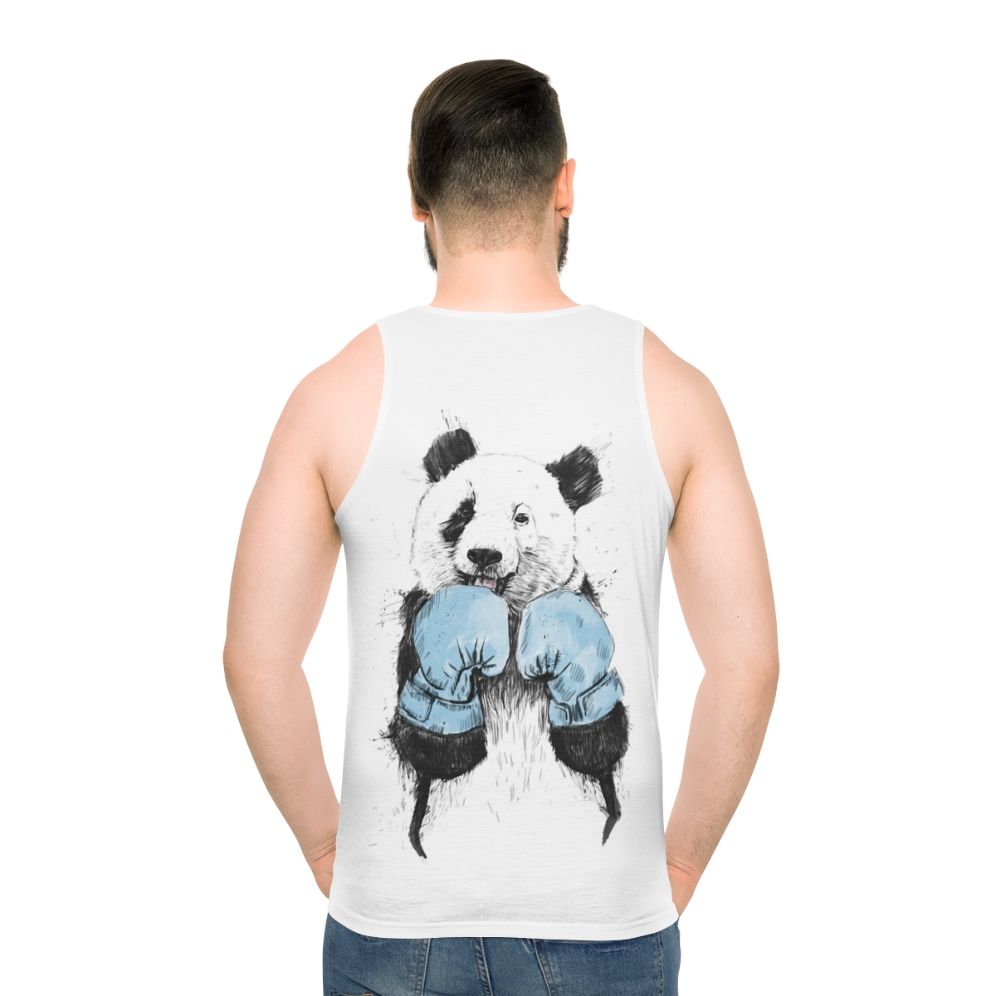 Unisex panda boxer tank top with funny animal print design - men back