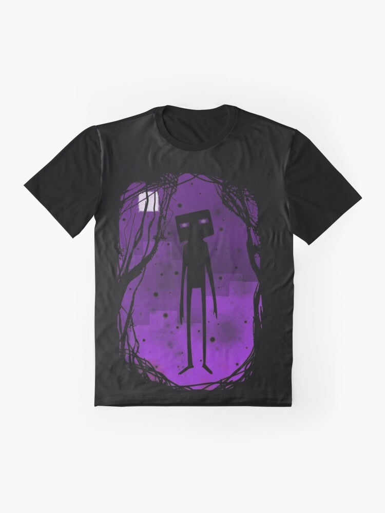 Minimalist graphic t-shirt featuring an Enderman from the video game Minecraft - Flat lay