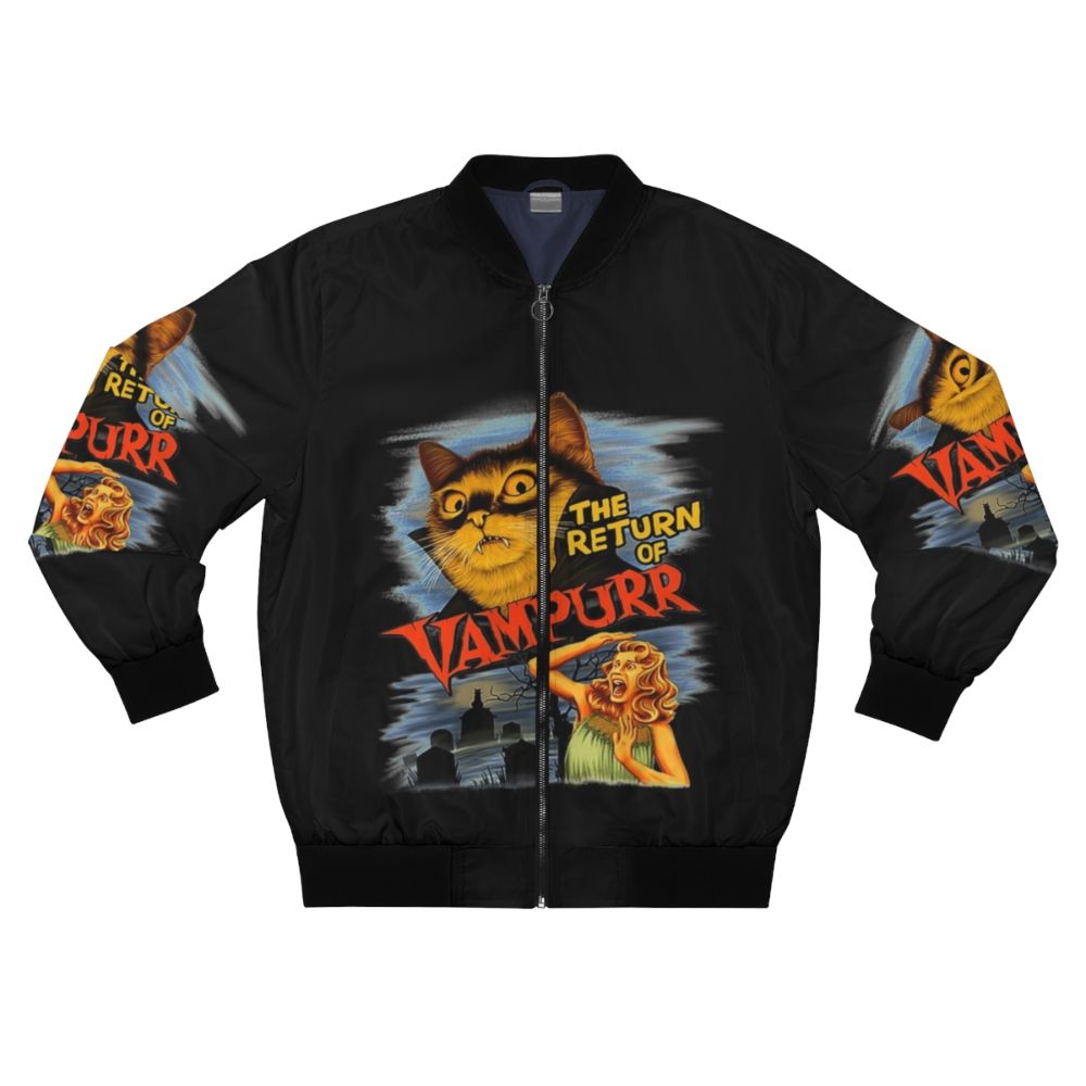 Vampurr Classic Cat Bomber Jacket with a black and retro design