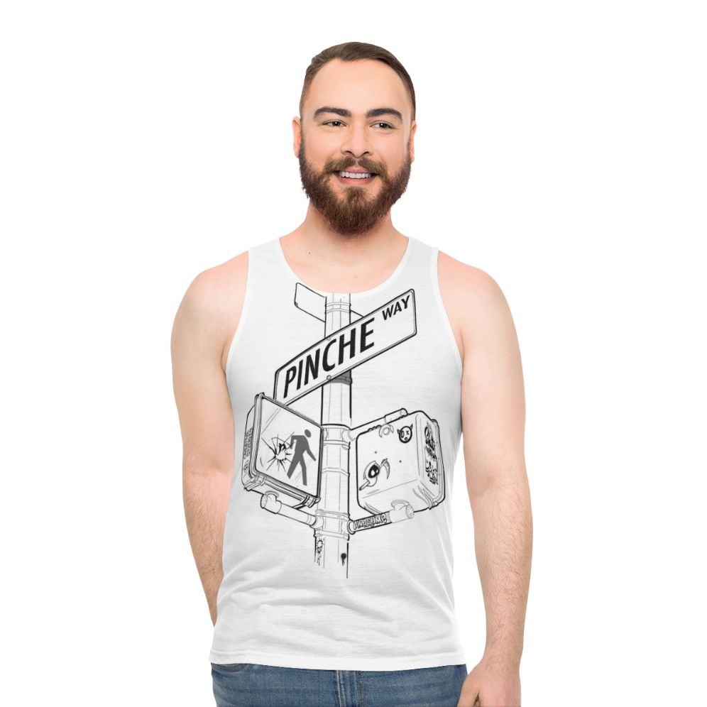 Pinche Way NYC Street Sign Unisex Tank Top - men