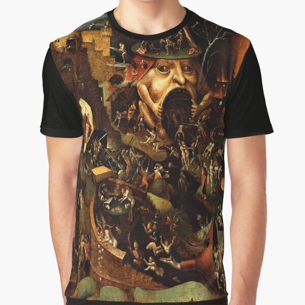 Graphic t-shirt featuring the painting "Christ in Limbo" by the Renaissance artist Hieronymus Bosch