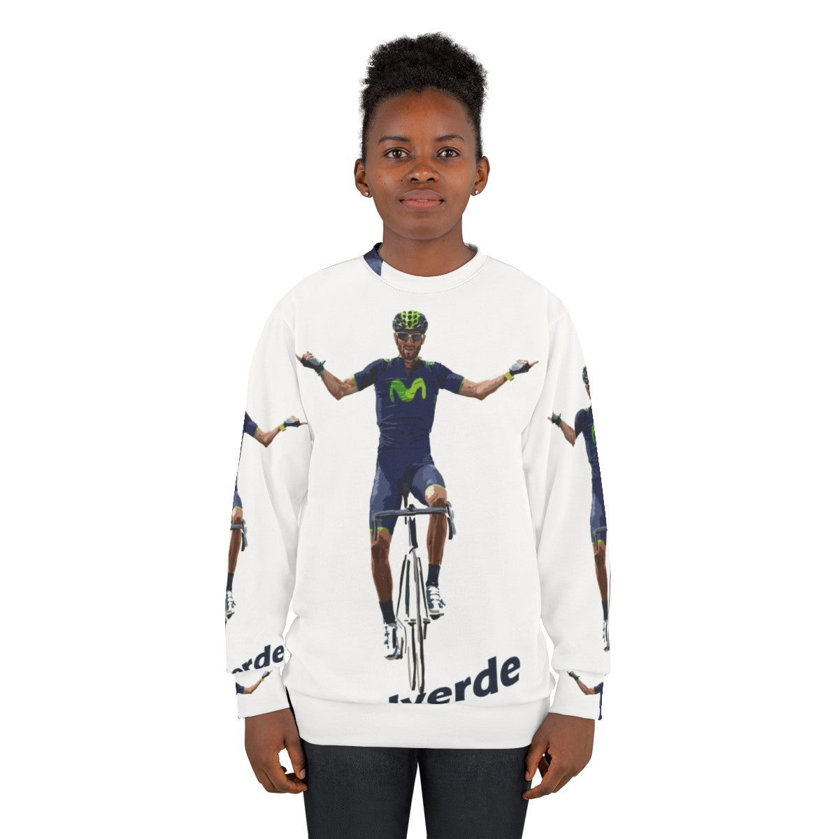 Green cycling sweatshirt for athletes - women