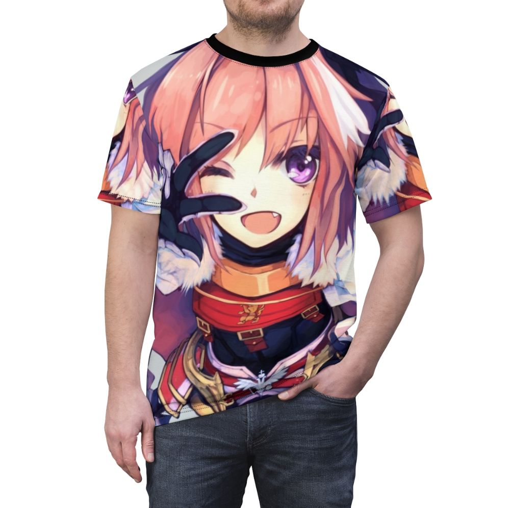 Anime-inspired Astolfo t-shirt design featuring the popular character from the Fate series - men front