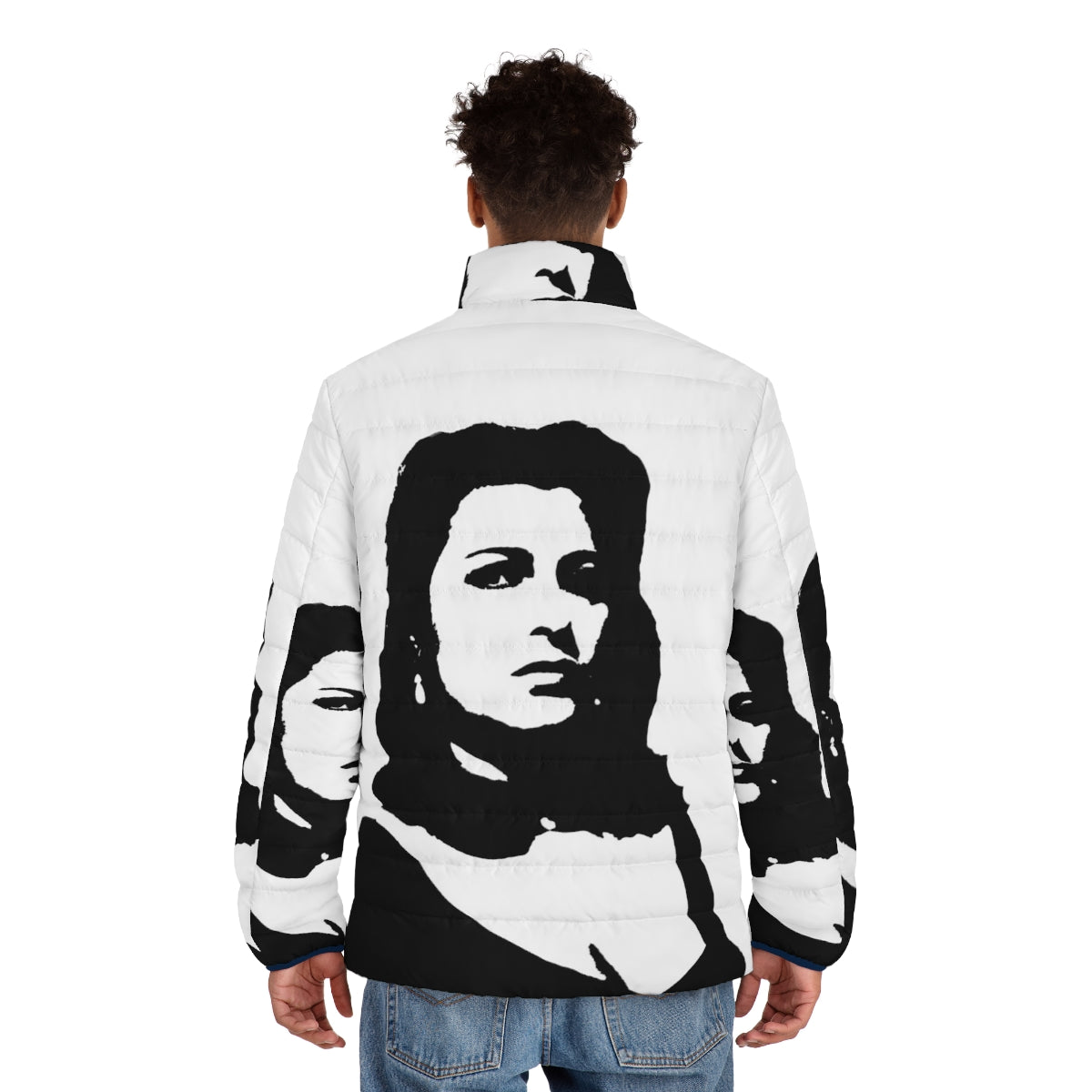 Anna Magnani in a stylish puffer jacket, a symbol of Italian cinema and fashion - men back