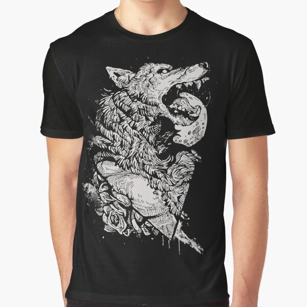 Werewolf silhouette graphic design on a t-shirt