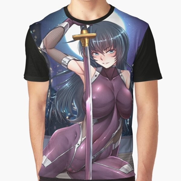 Taimanin Asagi anime inspired graphic t-shirt featuring the character Asagi