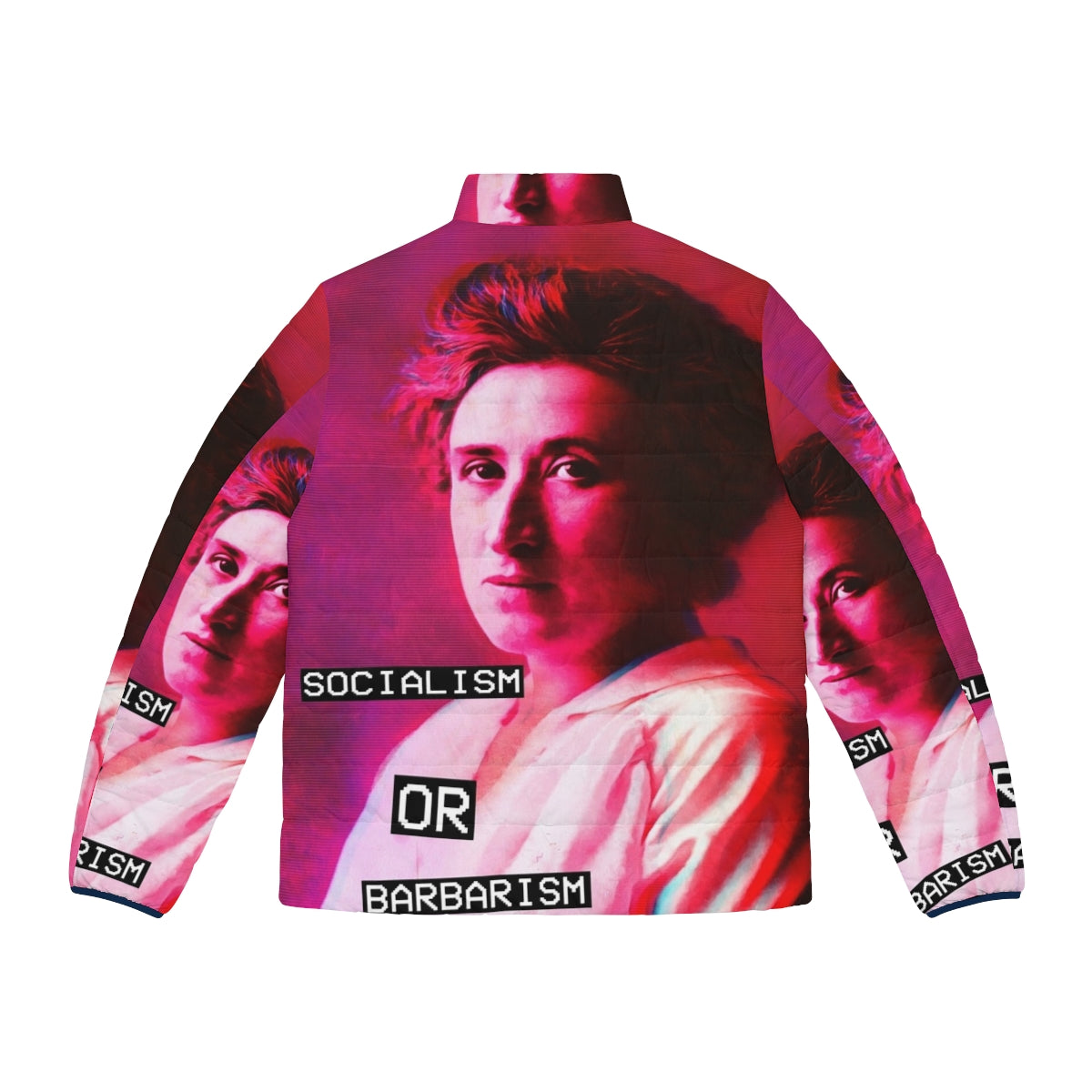 Rosa Luxemburg Puffer Jacket - Defiant Symbol of Spanish Civil War and Anarchist Feminism - Back