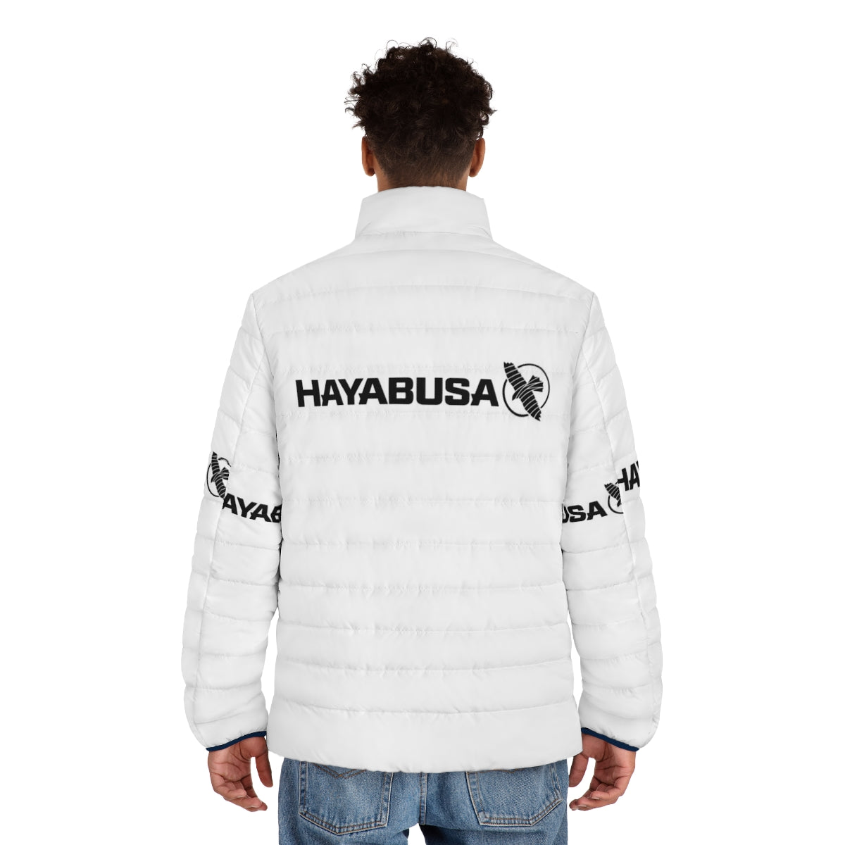 Hayabusa Fight Puffer Jacket, featuring a puffer design for warmth and comfort during training and competition. - men back