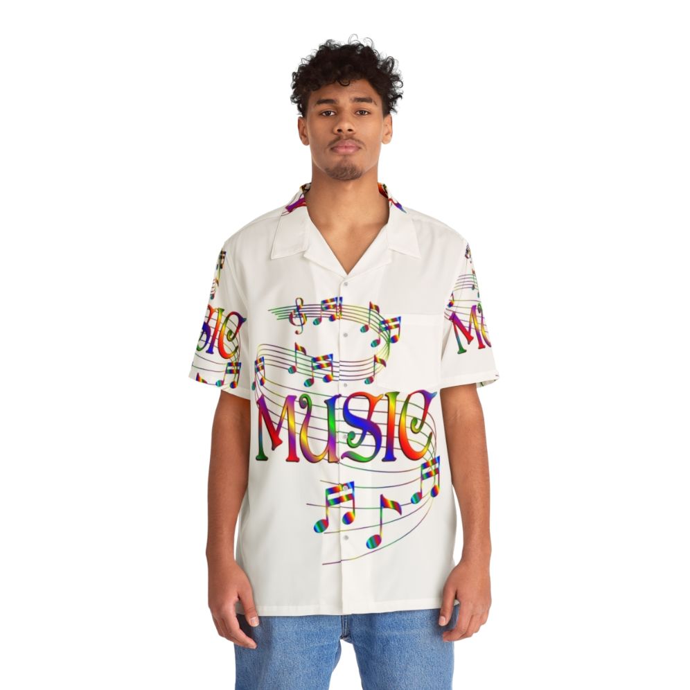 vibrant music notes printed hawaiian shirt for music lovers - People Front