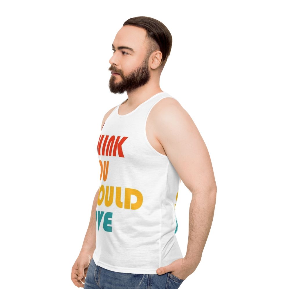 "I Think You Should Leave" Retro Unisex Tank Top - men side