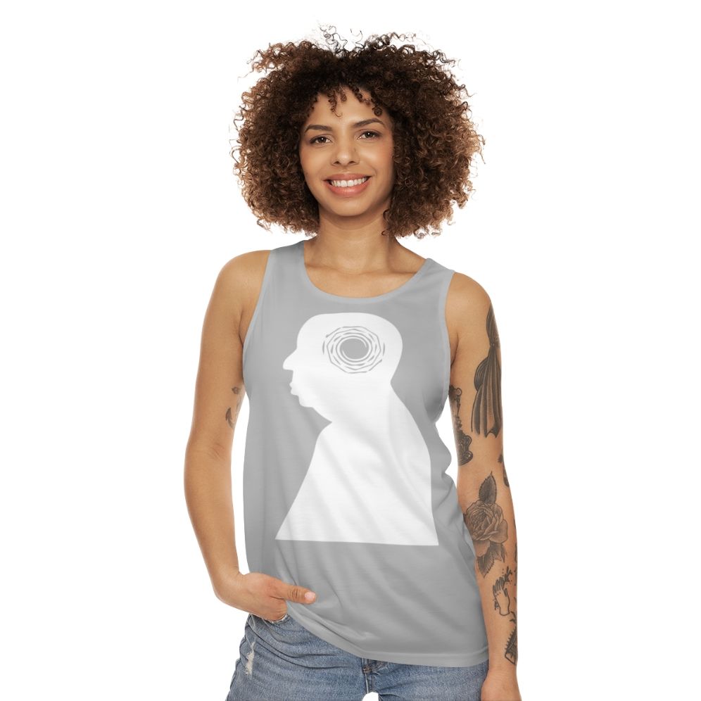 Vertigo Unisex Tank Top featuring Alfred Hitchcock's iconic film - women