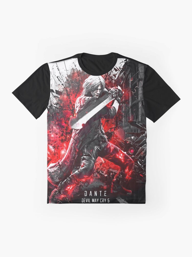 Graphic T-Shirt featuring Dante, the protagonist from the video game Devil May Cry 5 - Flat lay