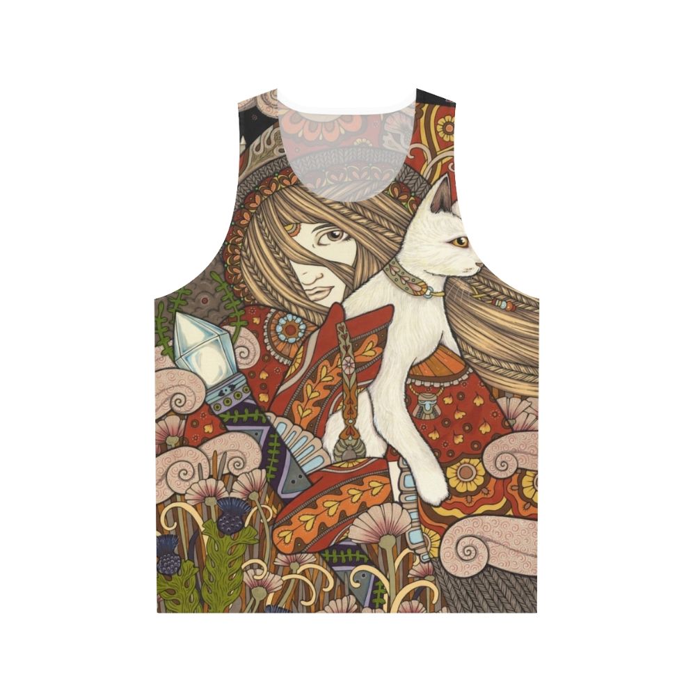 Visionary unisex tank top with mystic tarot-inspired design