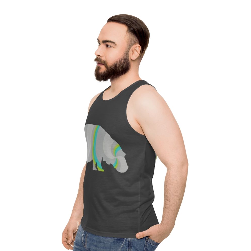 Legendary hippo unisex tank top with colorful animal art design - men side