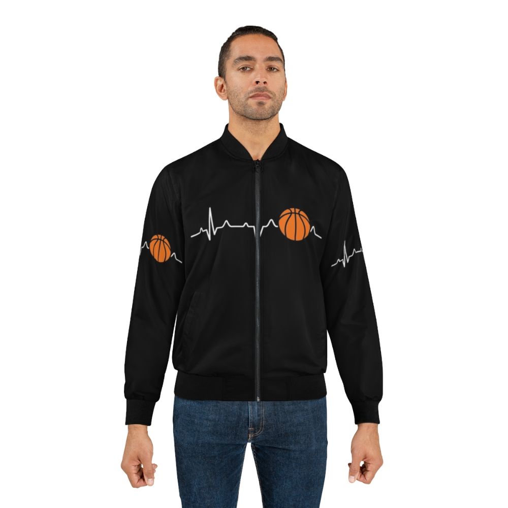 Basketball Heartbeat Bomber Jacket for Sports Lovers - Lifestyle