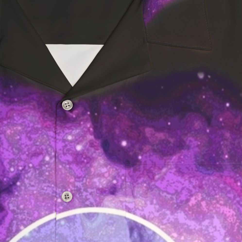 Catronaut Hawaiian Shirt featuring a cat astronaut in a galaxy design - Detail