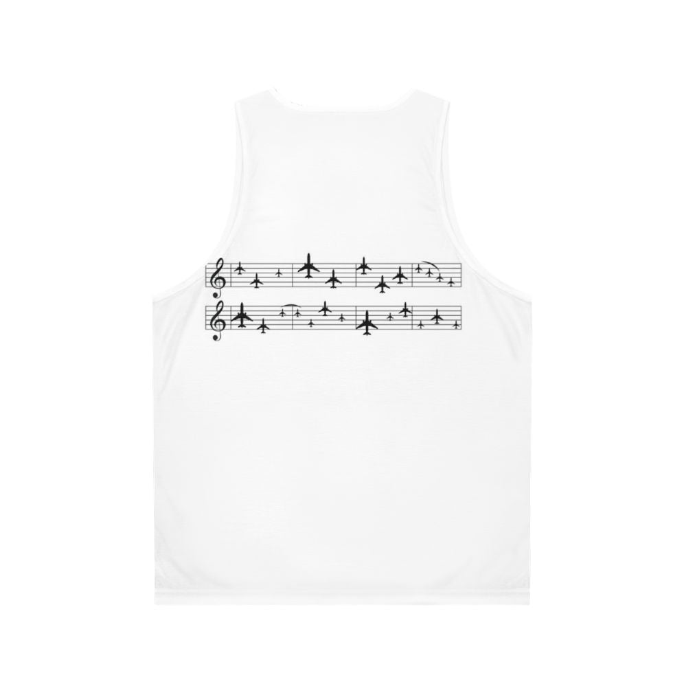 Unisex music staff with airplanes tank top - Back