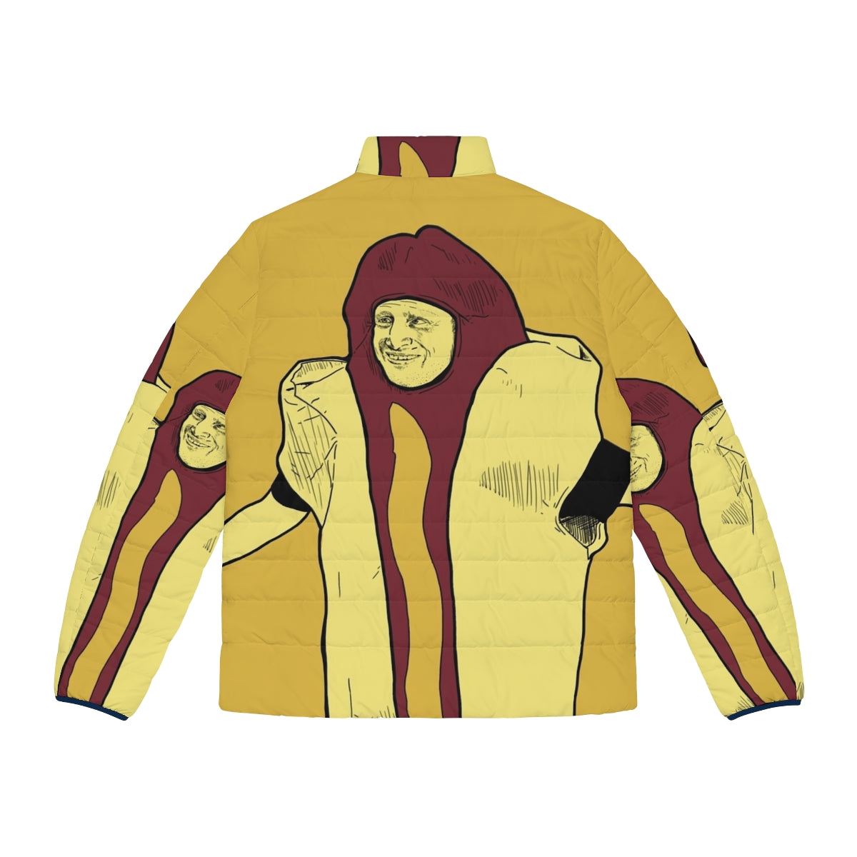 Hot dog car crash puffer jacket inspired by the hit comedy show I Think You Should Leave - Back