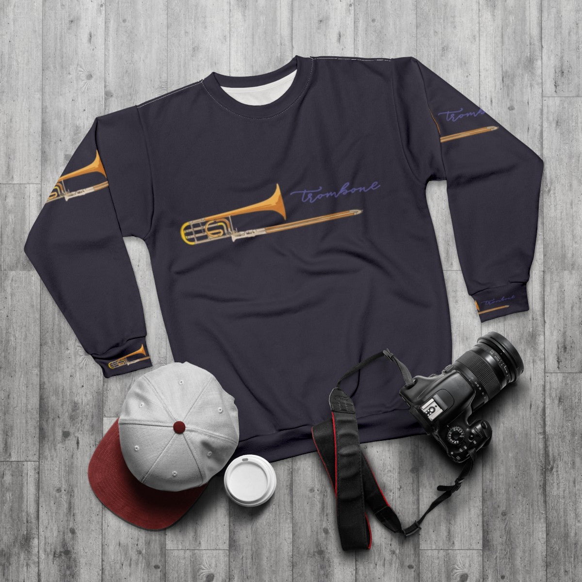 Trombone Sweatshirt for Passionate Musicians - flat lay