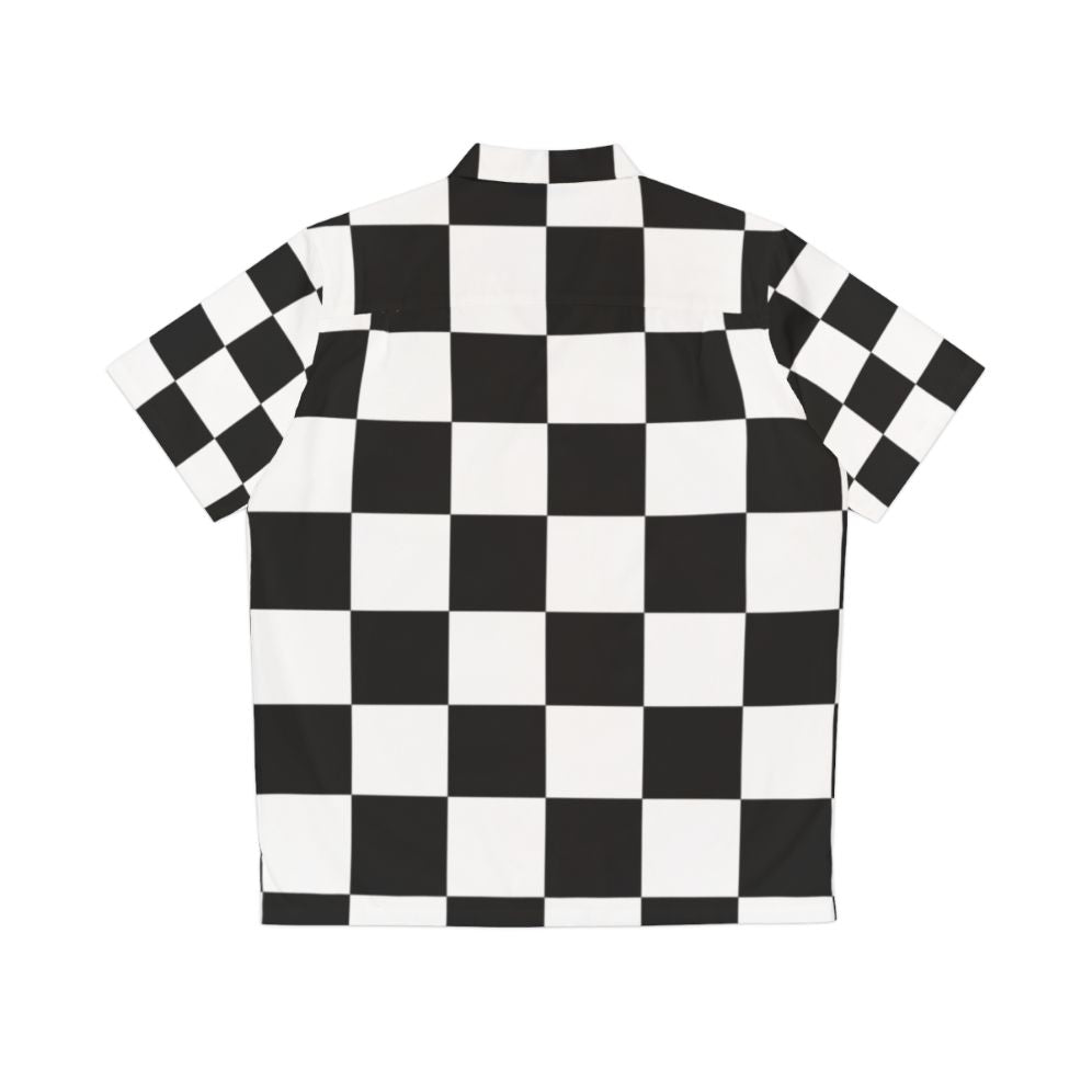 Checkerboard 10x10 Hawaiian Shirt with Geometric Black and White Pattern - Back