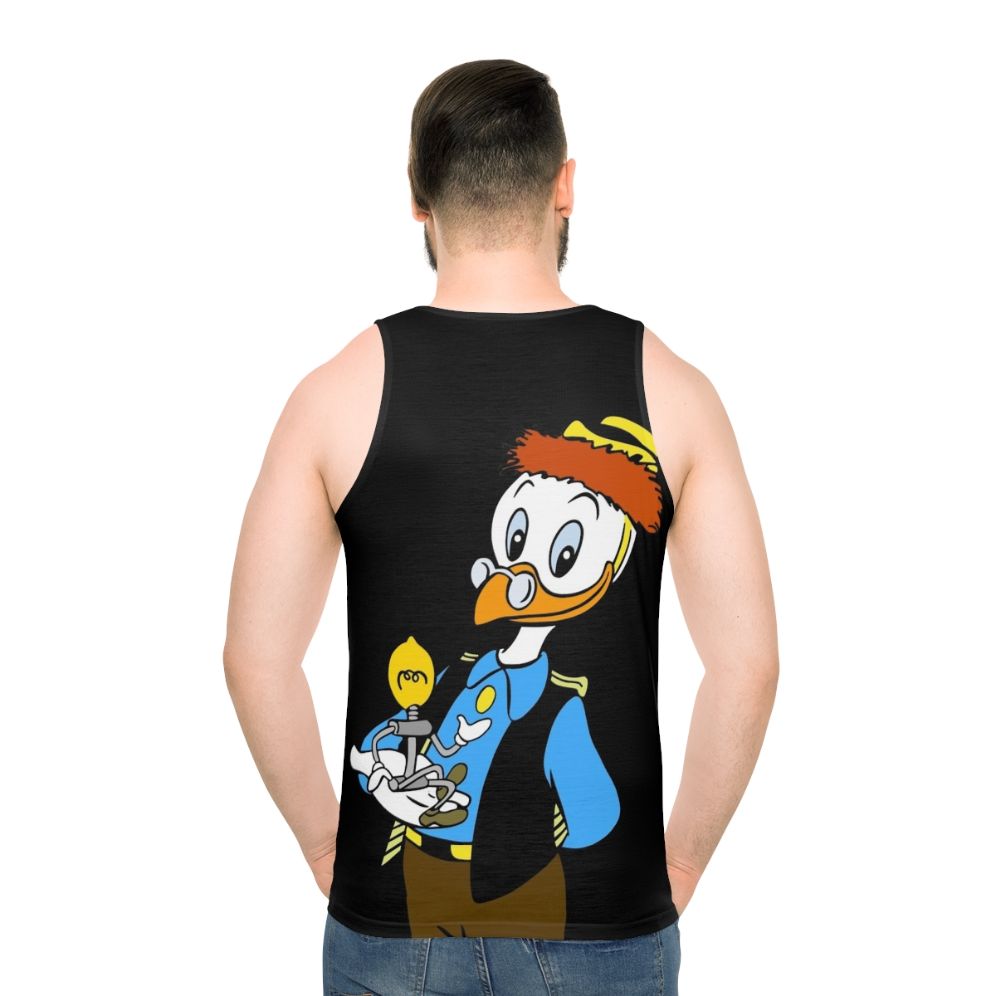 Unisex tank top for inventors and masterminds, featuring Gyro Gearloose - men back