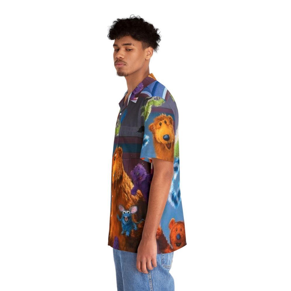 Retro Bear In The Big Blue House Kids Hawaiian Shirt - People Left