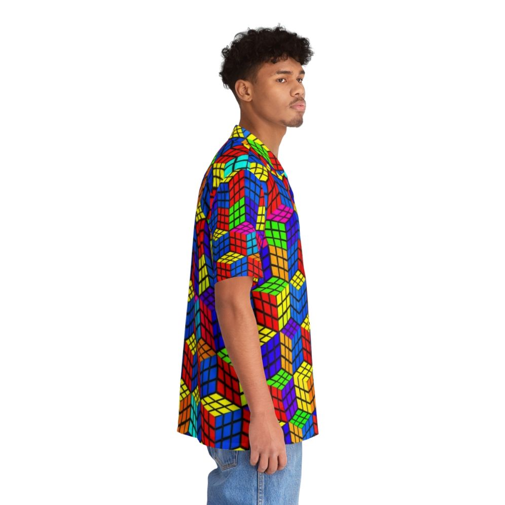 Rubik's Cube Hawaiian shirt with geometric illusion pattern - People Pight