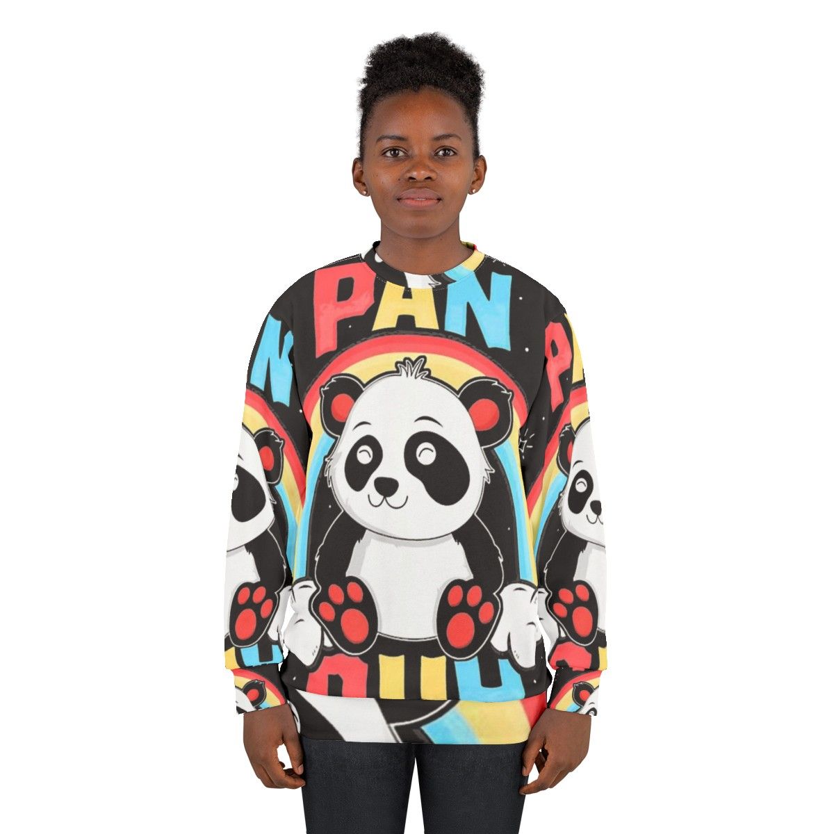 Colorful panda graphic design for LGBT sweatshirt - women