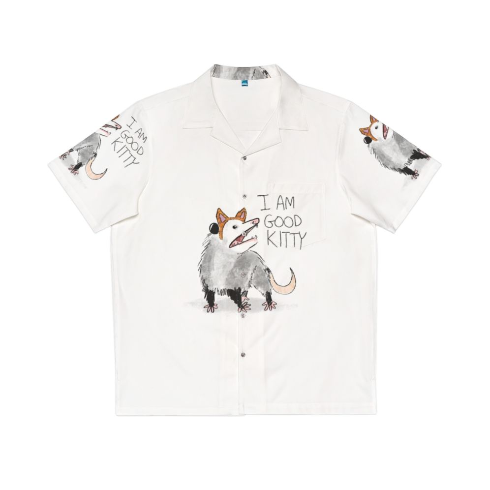 Vibrant Hawaiian shirt with an adorable kitty design