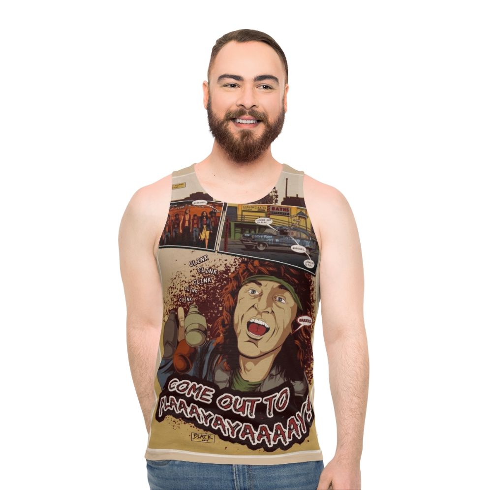 Unisex tank top with "The Warriors" movie quote "Come Out to Play" - men