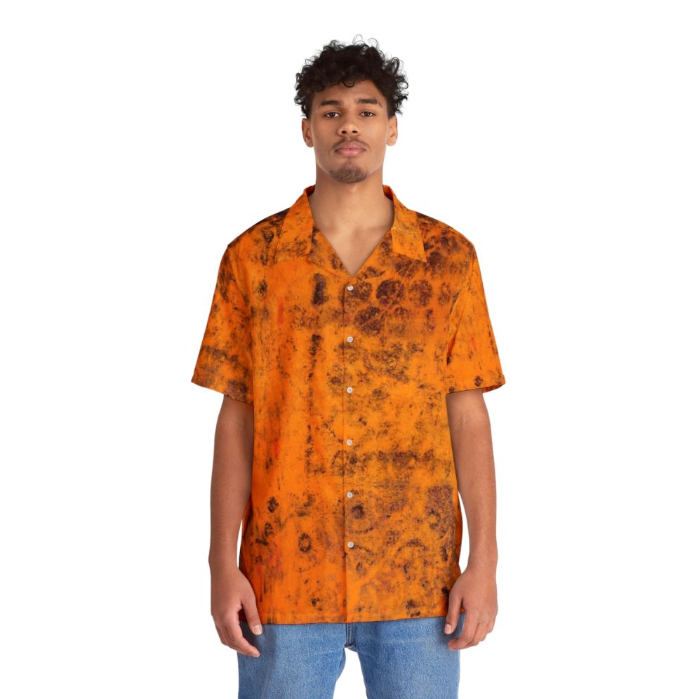 Autumn Foliage Hawaiian Shirt with Abstract Pattern - People Front