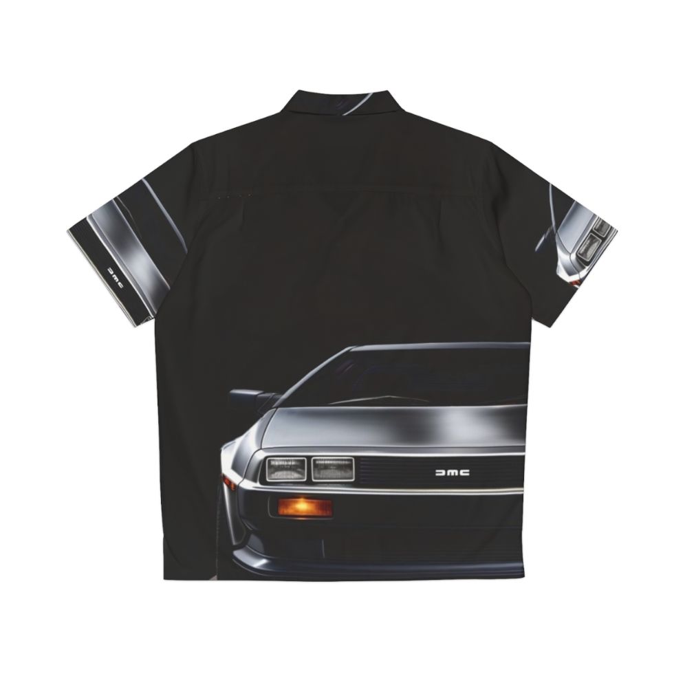 Delorean inspired Hawaiian shirt with retro car art design - Back